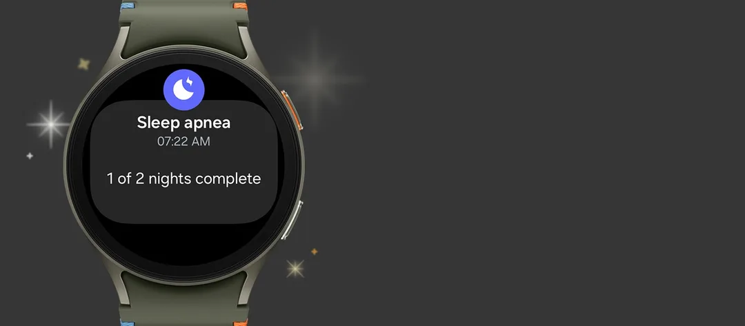 Galaxy Watch 顯示 Sleep apnea 功能同 1 of 2 nights complete 畫面
