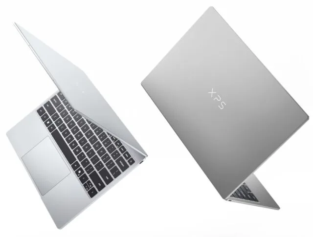兩部 XPS 13 產品圖,展示淺色同深色機身