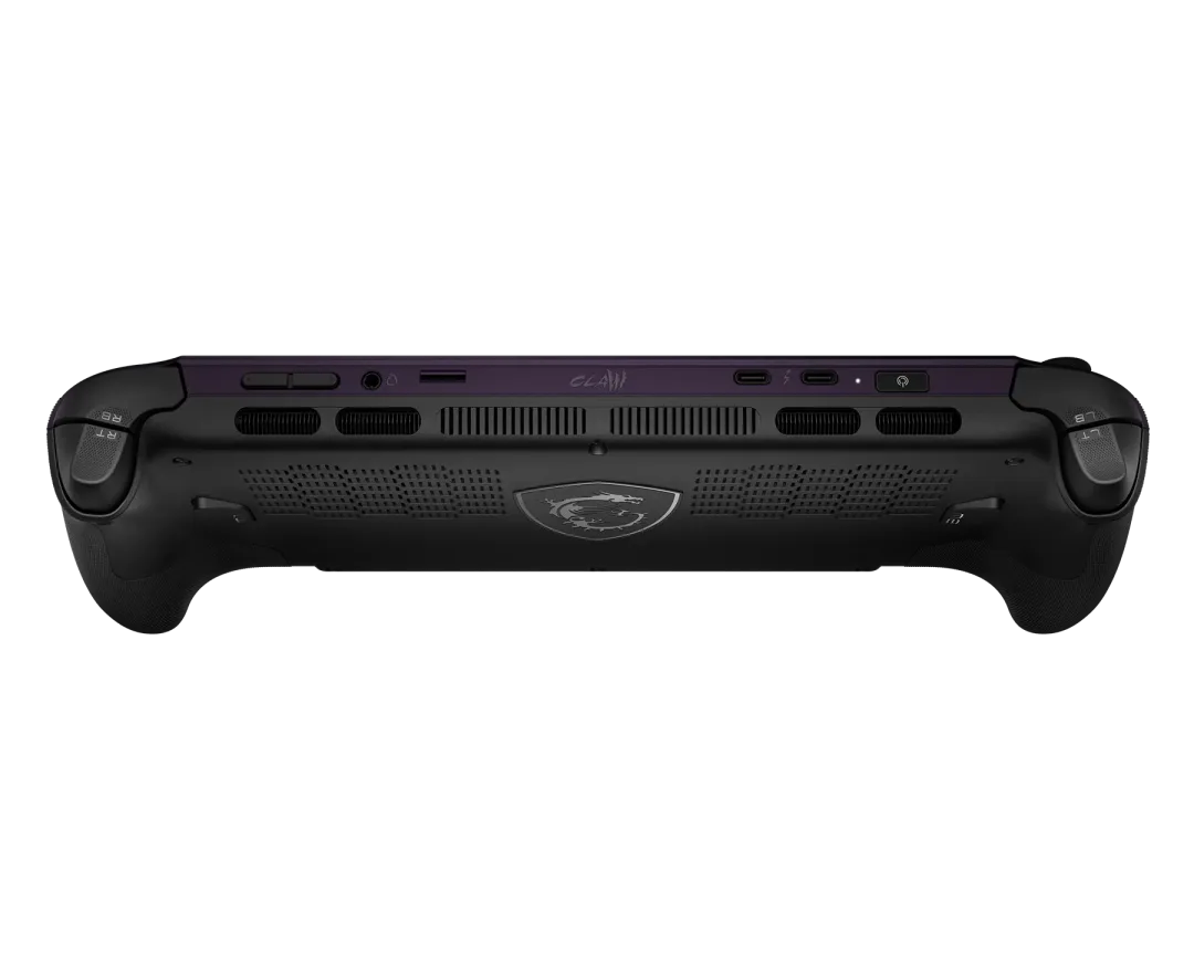 MSI Claw 8 EX AI+ 機背同頂部接口,可見散熱出風口同雙 USB-C