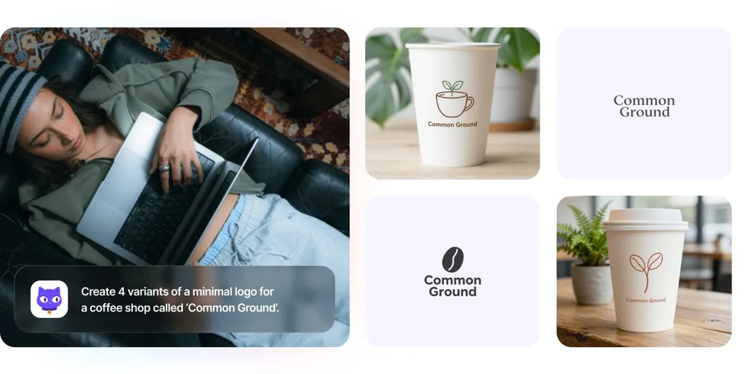 Lumo 示範用 prompt 幫咖啡店 Common Ground 產生四個 logo 方向