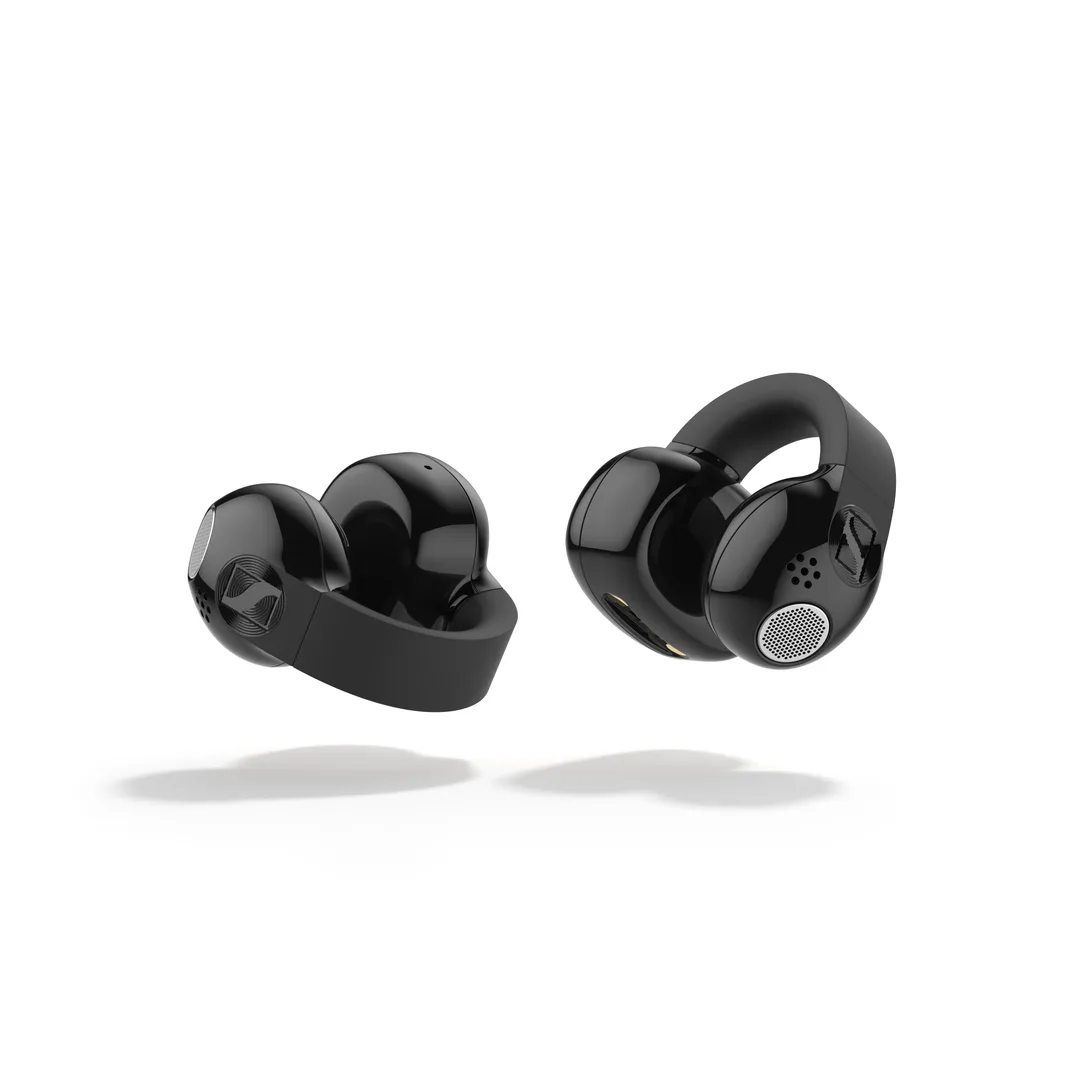 Sennheiser ACCENTUM Clip 黑色耳機同充電盒產品圖