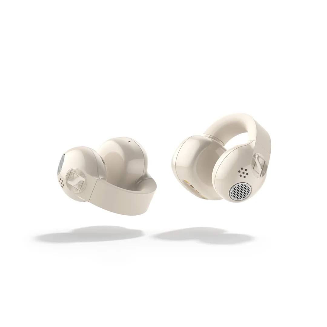 Sennheiser ACCENTUM Clip Cream 色耳機同充電盒產品圖