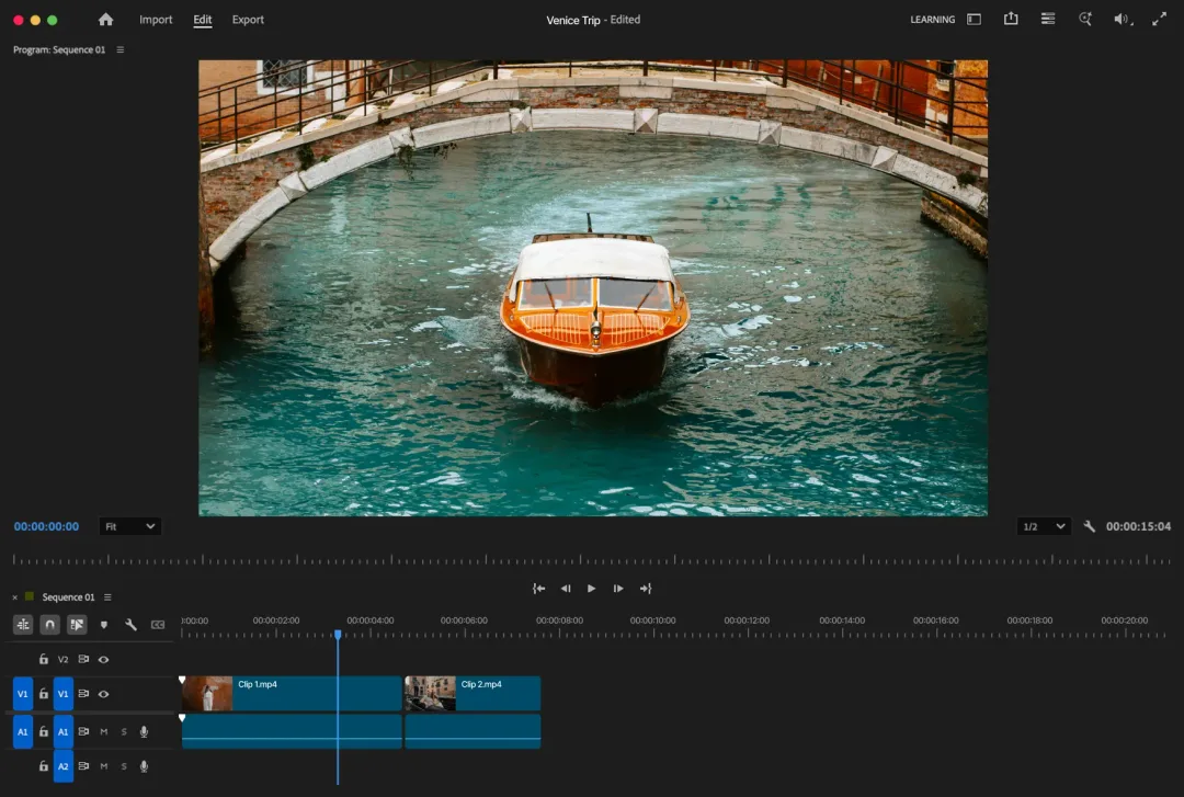 Topaz Labs 官方頁展示 Premiere 時間線入面剪片嘅畫面