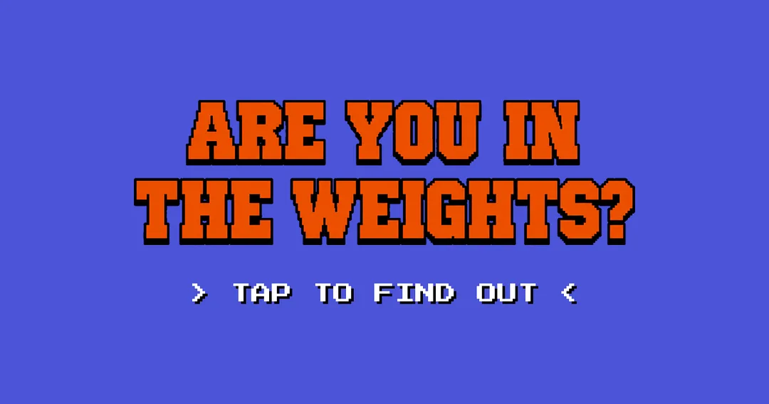 In the Weights 官方分享圖,用復古像素字問你係咪留喺 AI 權重入面