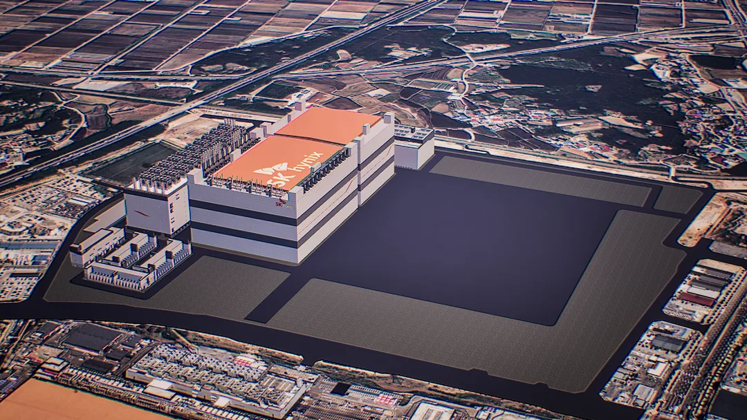 SK hynix Cheongju campus P&T7 嘅官方概念圖,展示 HBM 後段封裝設施