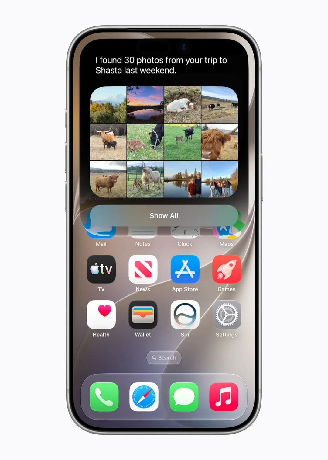 iPhone 顯示 Siri AI 喺相片入面搜尋個人內容