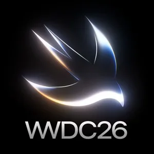 Apple WWDC26 官方活動主視覺,深色背景上有發光 Apple 標誌