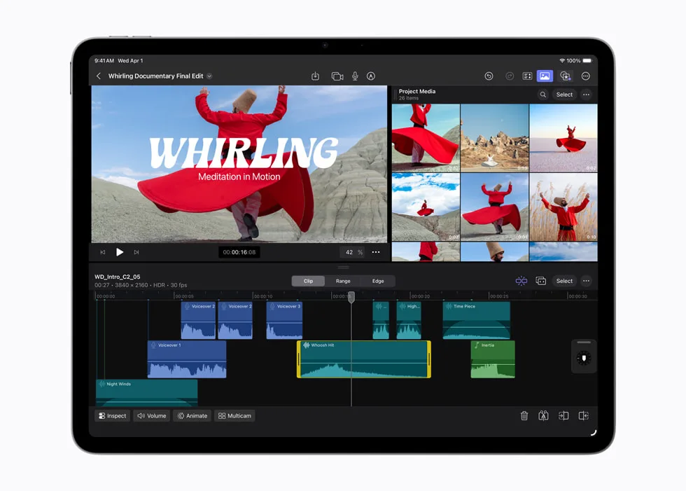iPad Air M4 開住 Final Cut Pro 嘅官方產品圖