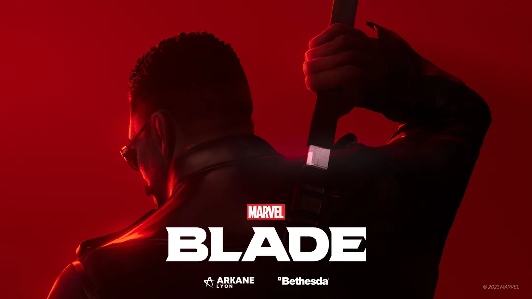 Marvel’s Blade 嘅官方 key art,黑底紅字寫住 Blade 名稱
