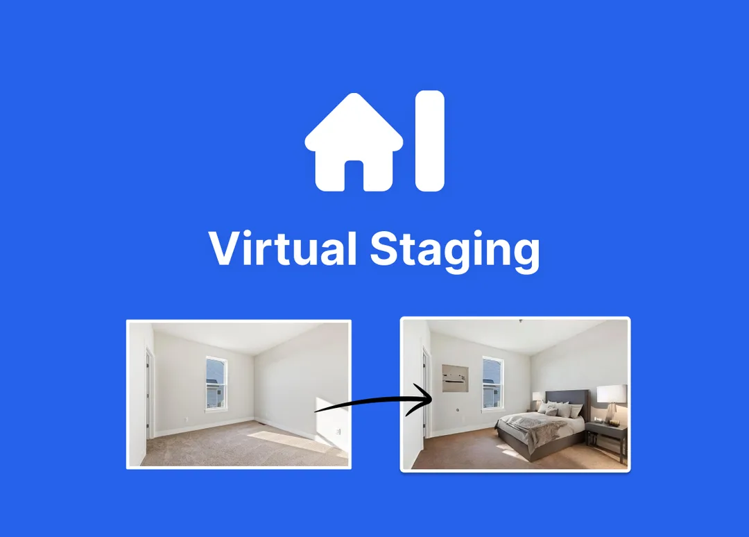 Virtual Staging AI 官方頁展示 AI 加傢俬前後效果