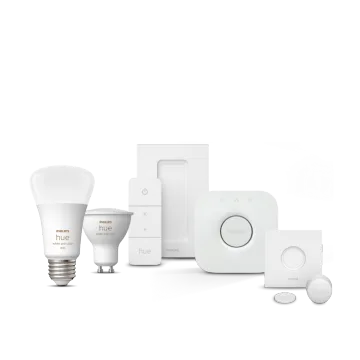 多款 Philips Hue 燈泡、按鈕同控制配件排開