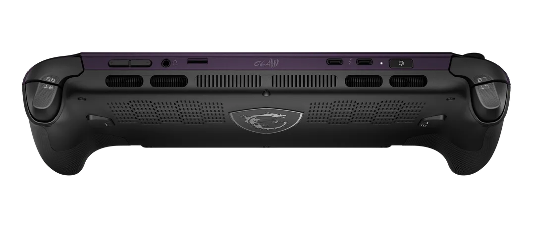 MSI Claw 8 EX AI+ 機頂同背面位置，可見散熱開口同上方連接埠