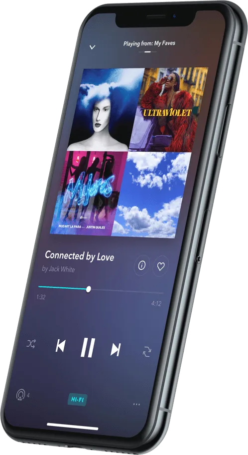 TIDAL app 喺手機上播放歌曲嘅官方示意圖
