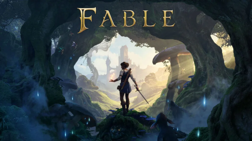 Fable key art,主角望住 Albion 奇幻森林同城堡
