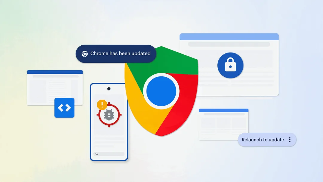 Google 官方 Chrome 安全更新文章嘅主視覺畫面