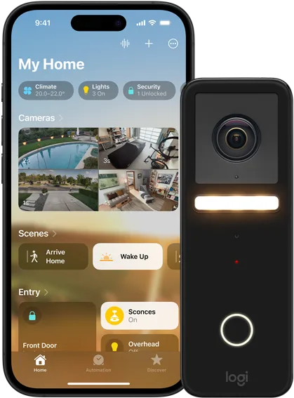 iPhone 同保安攝影機展示 HomeKit 安全錄影畫面