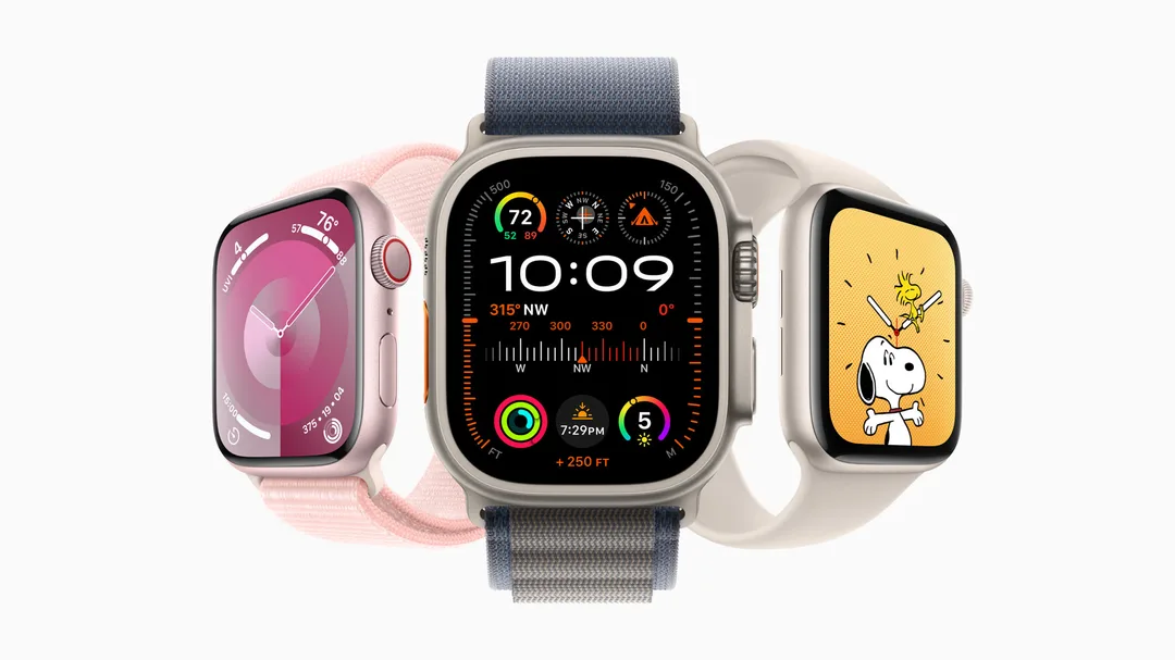 三款 Apple Watch 顯示 watchOS 10 介面