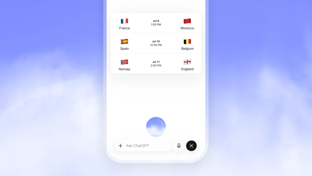 ChatGPT Voice 一邊對話一邊顯示足球賽程資料