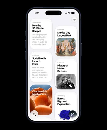 iPhone 顯示獨立 Siri app，畫面列出多個過往 AI 對話