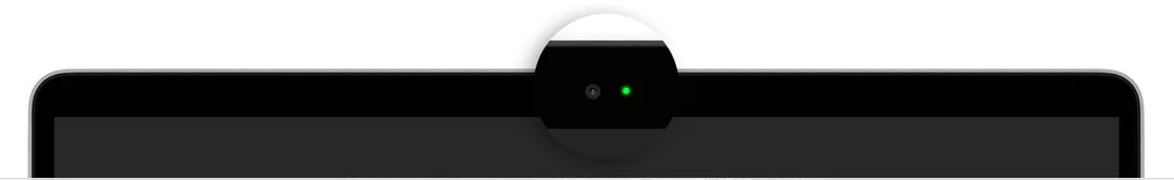 MacBook 鏡頭旁邊嘅綠色 camera 指示燈亮起