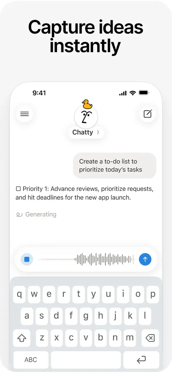 Notion Agents iPhone 截圖,畫面用語音輸入建立 to-do list