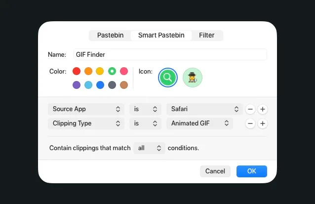 Pastebot 3 Smart Pastebin 規則設定畫面