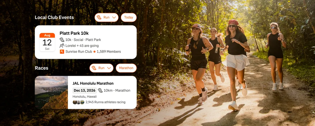 Strava 官方圖示範 Events 入面顯示本地 club 跑同賽事卡片