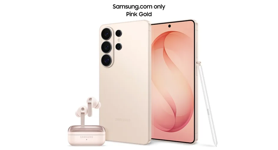 Samsung Galaxy S26 Ultra 官方產品圖，展示旗艦手機機身同鏡頭設計