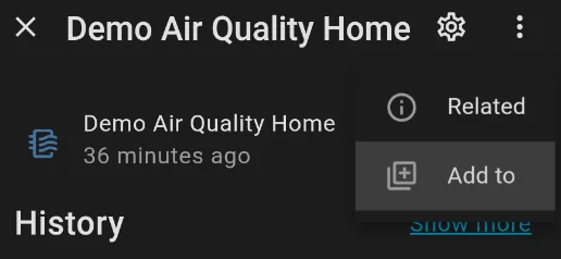 Home Assistant 官方文件入面顯示將 entity 加做 Android widget 嘅畫面