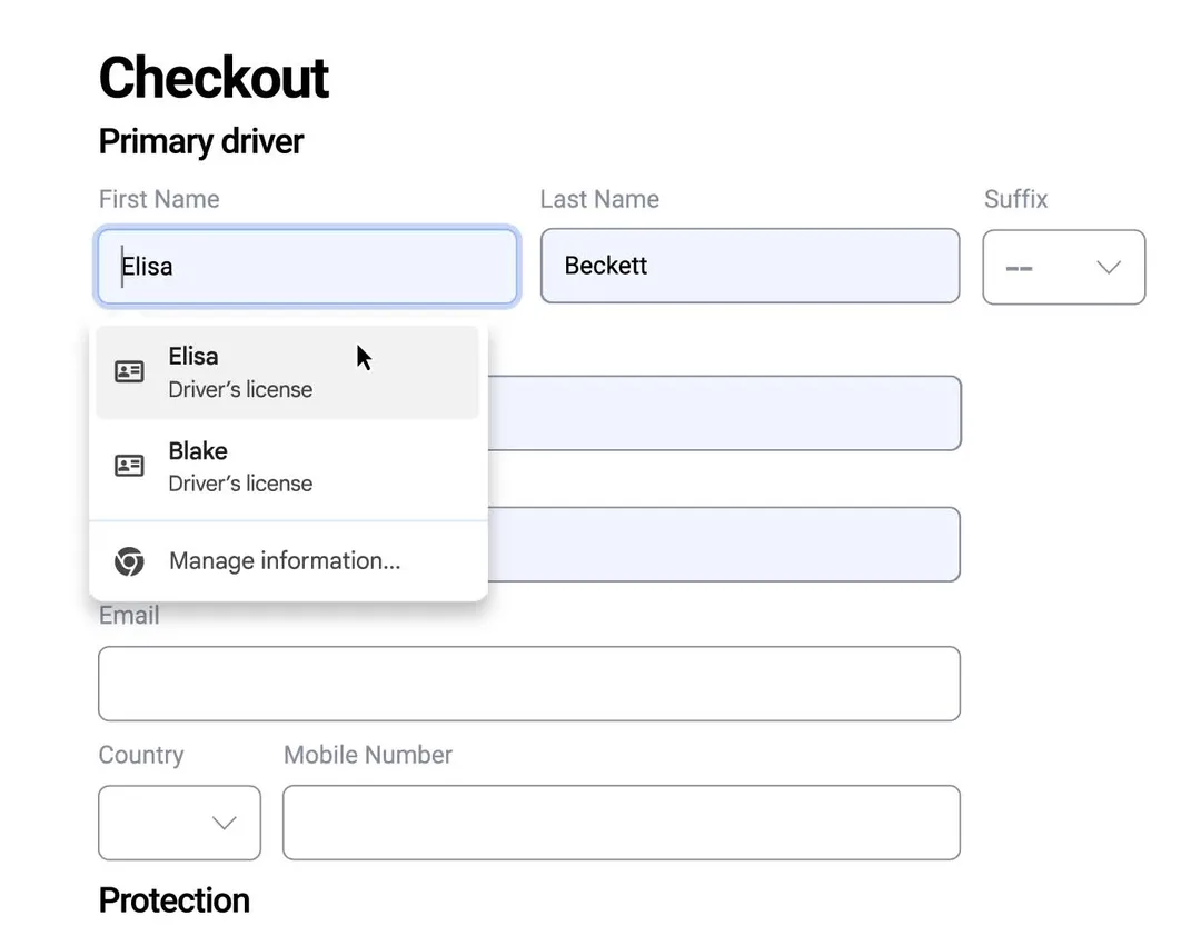 Google 2025 年 Enhanced Autofill 官方示範縮圖,唔係今次 Canary 新功能介面