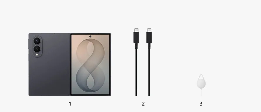 Galaxy Z Fold8 港行盒內手機、USB-C 充電線同 SIM 卡針
