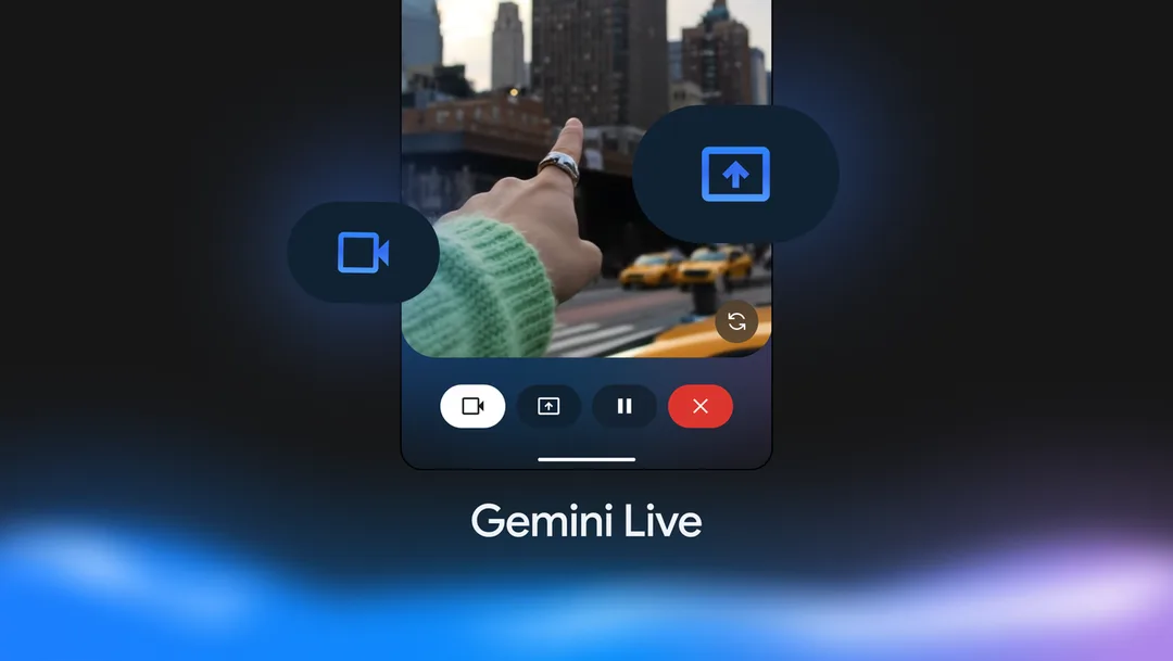 手機畫面展示 Gemini Live 相機同畫面分享功能