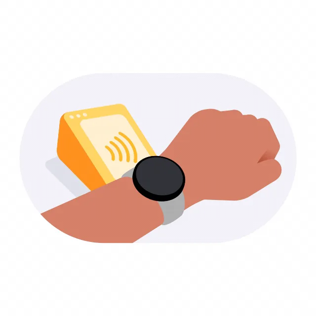 官方說明圖示範用 Wear OS 手錶喺感應付款終端機拍卡