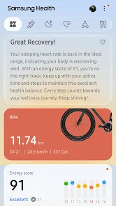 Samsung Health Play Store 截圖，顯示健康追蹤畫面