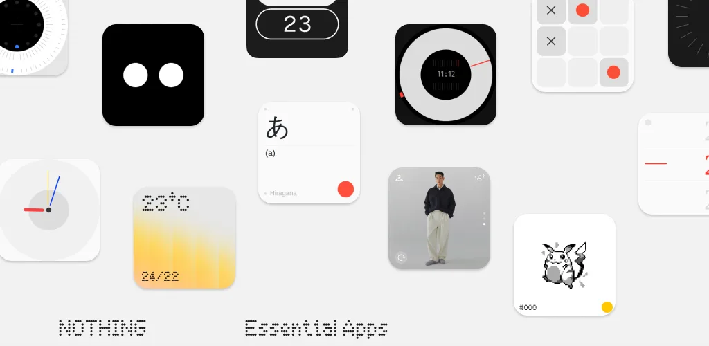 Nothing Essential Apps 多款黑白紅色桌面 widget 拼圖