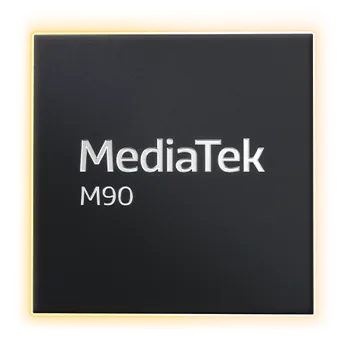 MediaTek M90 5G modem 晶片產品圖，黑色晶片印住 M90 字樣