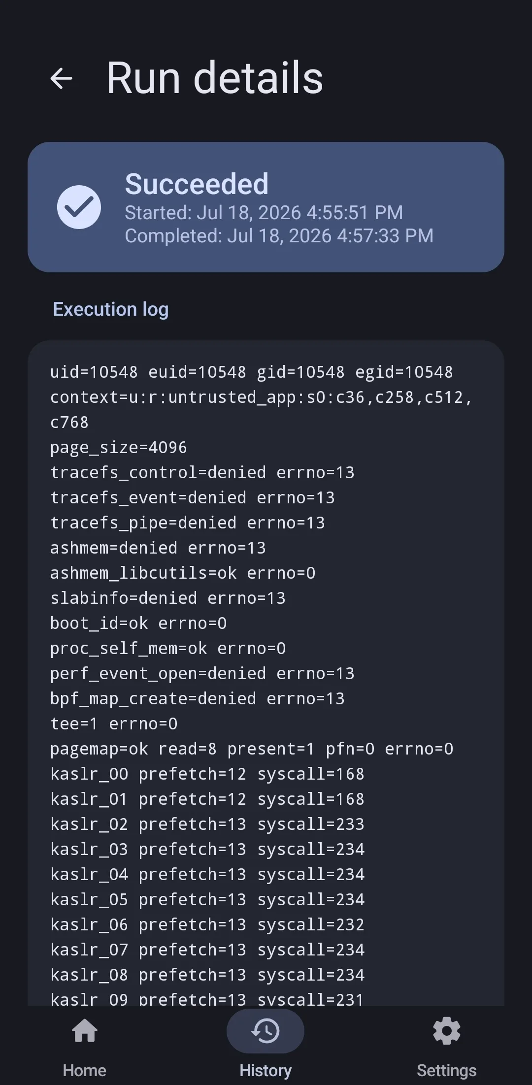 Root My Galaxy 執行記錄顯示漏洞程序成功完成