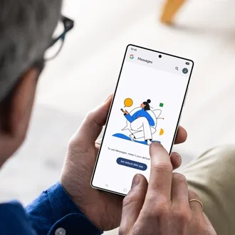 Samsung 支援頁展示 Galaxy 手機開住 Google Messages 設定畫面