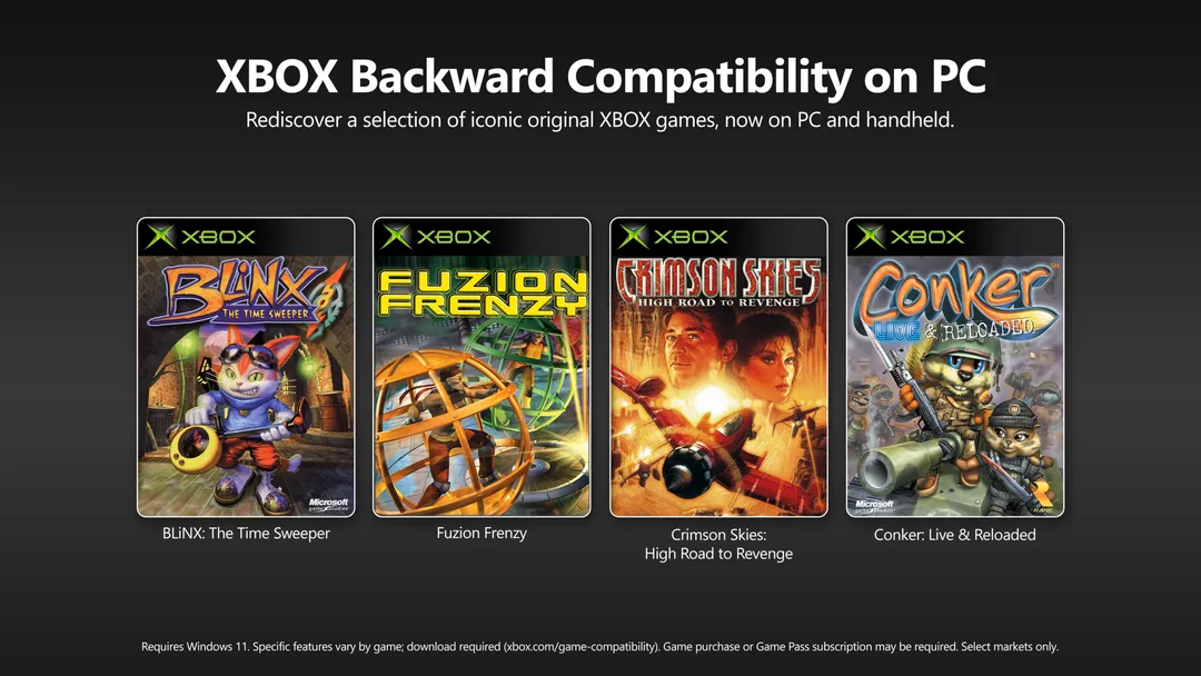 Xbox 初代向下兼容遊戲登陸 Windows PC 嘅官方宣傳圖
