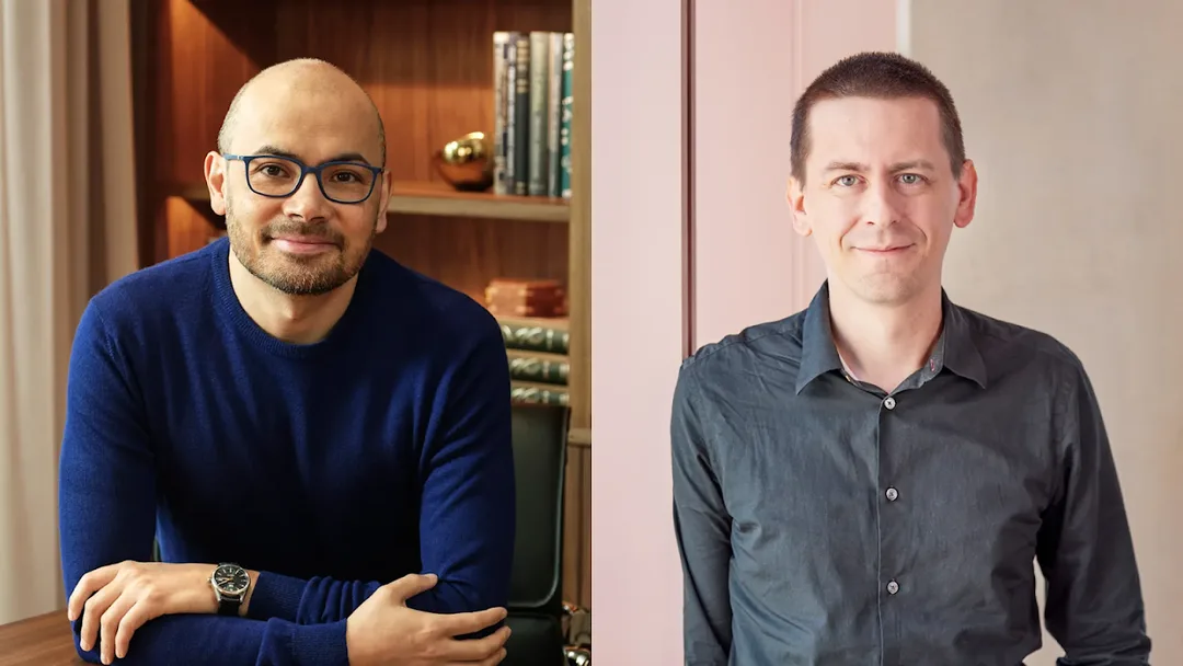 Google DeepMind 行政總裁 Demis Hassabis 同 AlphaFold 核心研究員 John Jumper 並排人像