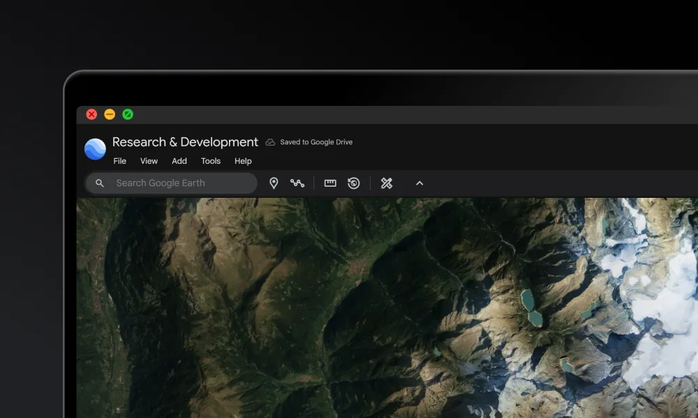 Google Earth 網頁版介面顯示地球衛星影像