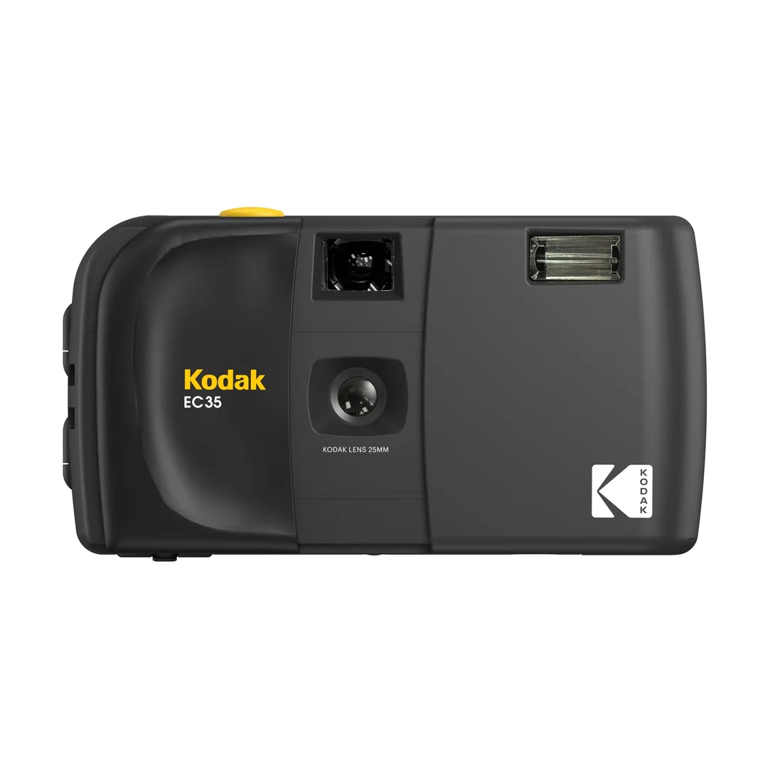 黑色 Kodak EC35 菲林相機官方產品圖,機面滑蓋已打開