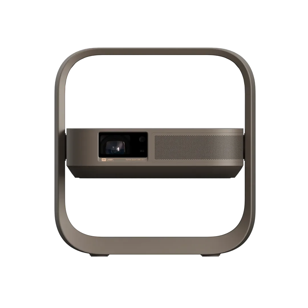 XGIMI Elfin Flip 4K 打開支架後嘅正面,左邊係鏡頭、右邊係喇叭