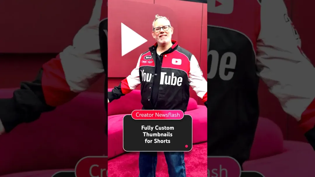 YouTube 官方示範 Shorts 自訂縮圖功能嘅畫面