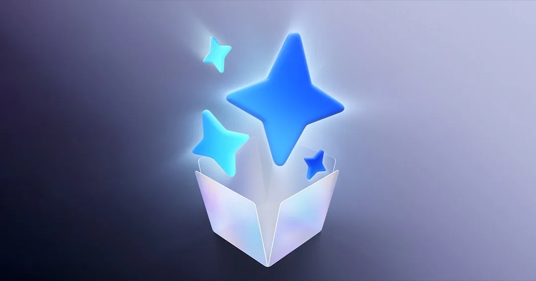 Samsung HK Galaxy Unpacked 登記頁嘅摺起盒形主視覺,藍色星光由盒入面彈出
