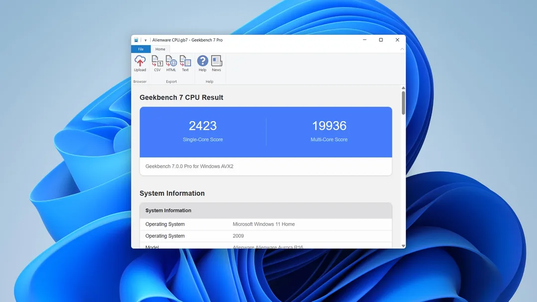 Geekbench 7 喺 Windows 11 顯示 CPU 跑分結果嘅畫面