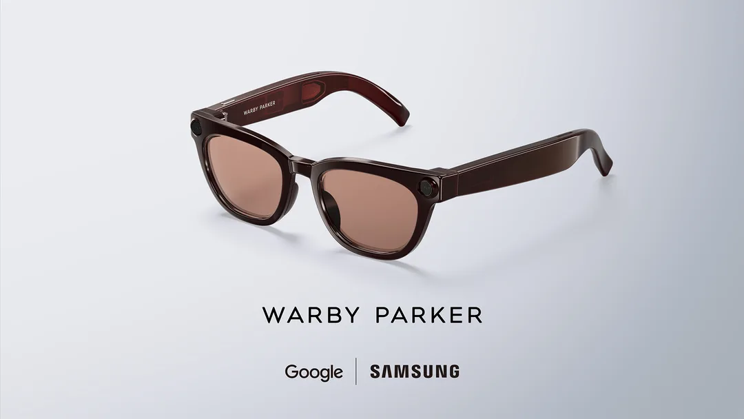 Samsung 同 Warby Parker 合作嘅啡色智能眼鏡官方圖片
