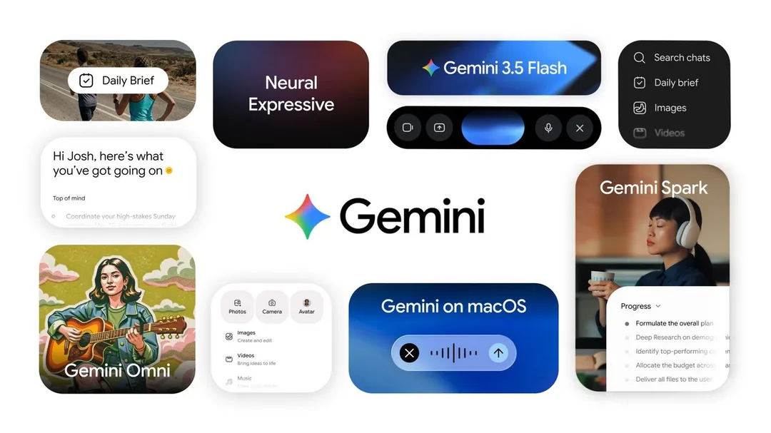 Gemini App 多項功能介面拼圖