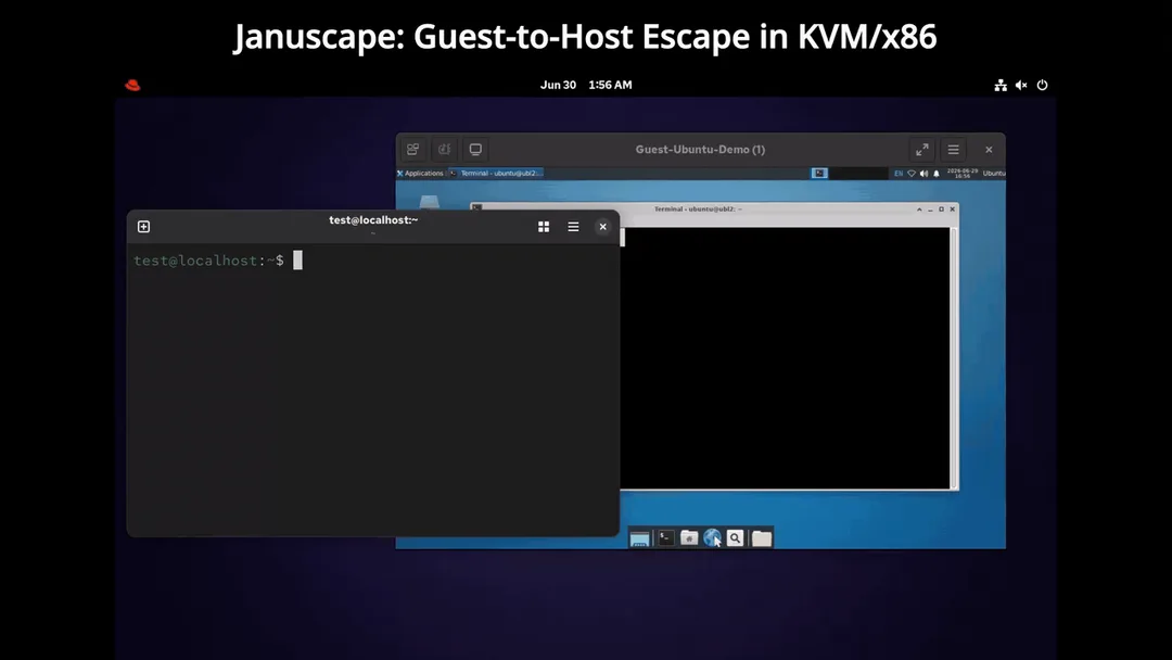 Januscape 研究 repo 入面展示 PoC 觸發 host panic 嘅 demo 動畫