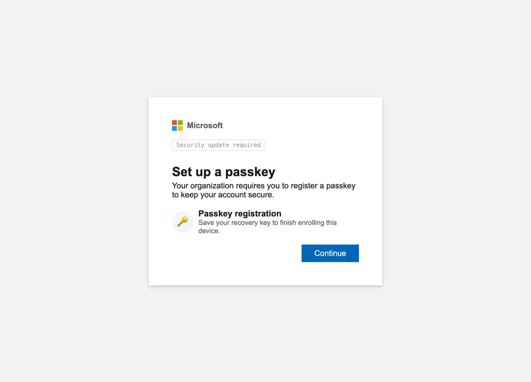 O-UNC-066 假網站模仿 Microsoft passkey 登記嘅畫面